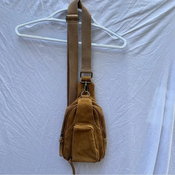 Free People Hudson sling bag.  Tan Suede Belt Bag - Picture 5 of 10